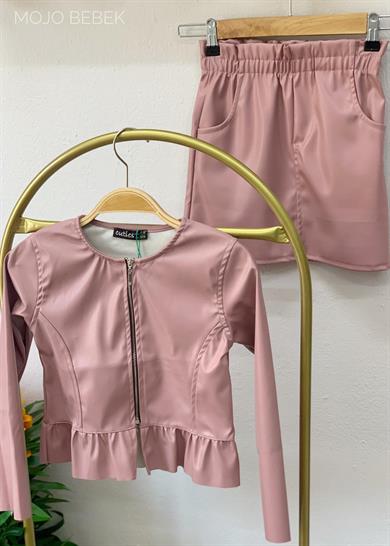 Cuties Kız Çocuk Deri Etek 3012 Somon