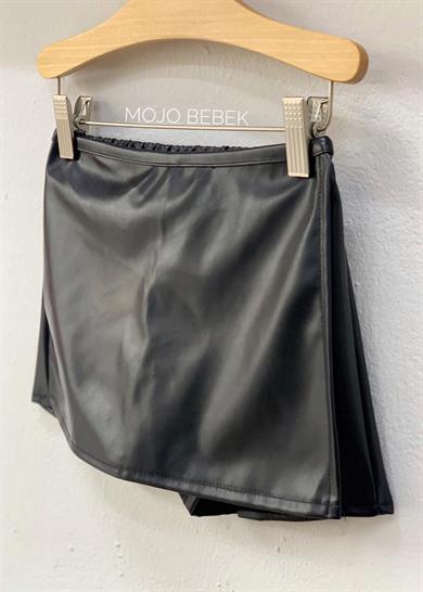 Mojo Kız Çocuk Deri Kapaklı Şort Etek 3215 Siyah