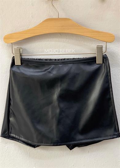 Mojo Kız Çocuk Deri Kapaklı Şort Etek 3215 Siyah