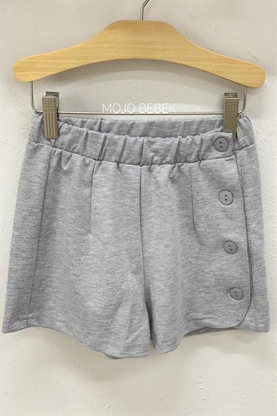 Cuties Kız Çocuk Düğme Detaylı Penye Şort 2003 Gri