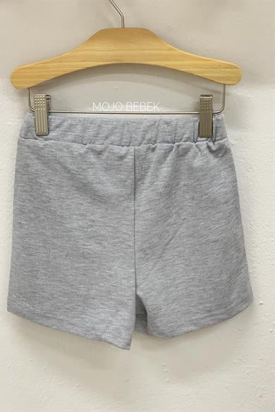 Cuties Kız Çocuk Düğme Detaylı Penye Şort 2003 Gri