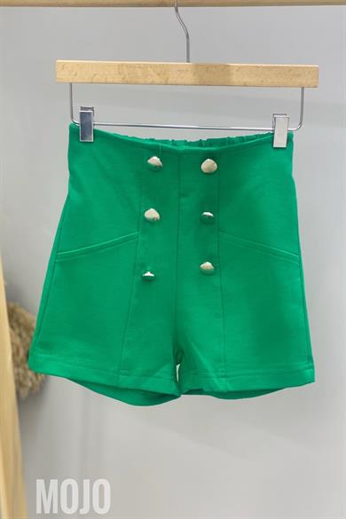 Cuties Kız Çocuk Düğme Detaylı Şort 3328 Yeşil