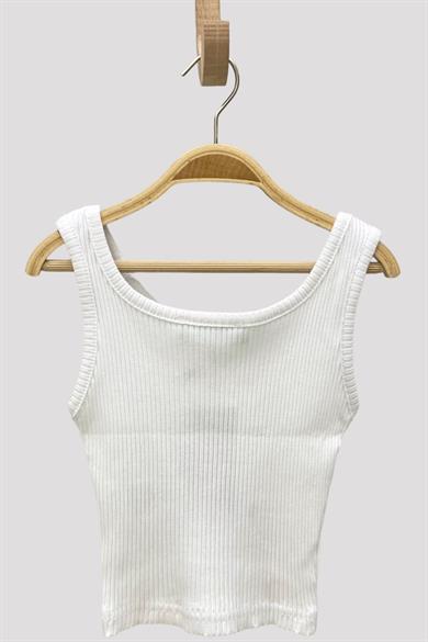 Cuties Kız Çocuk Düğmeli Askılı Crop 3750 Beyaz