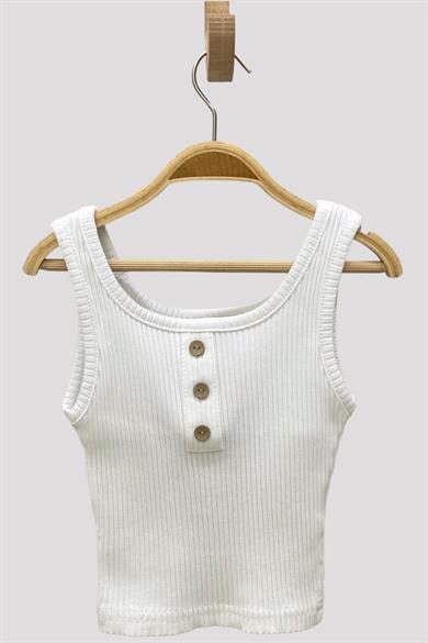 Cuties Kız Çocuk Düğmeli Askılı Crop 3750 Beyaz