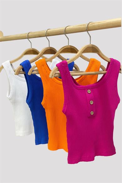 Cuties Kız Çocuk Düğmeli Askılı Crop 3750 Fuşya