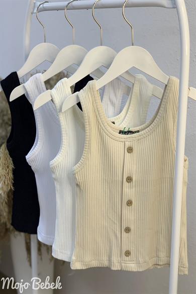 Cuties Kız Çocuk Düğmeli Askılı Crop 3301 Krem