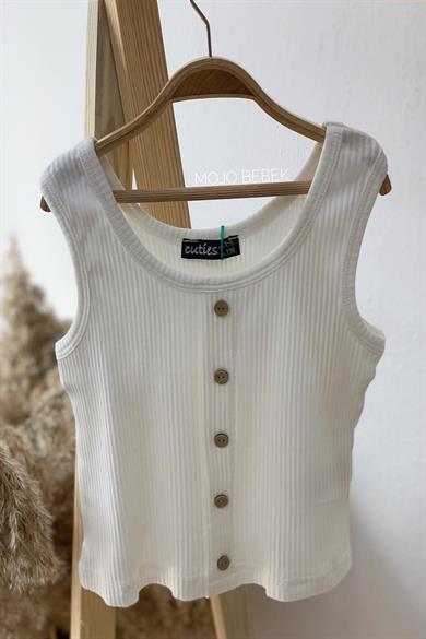 Cuties Kız Çocuk Düğmeli Askılı Crop 3301 Krem