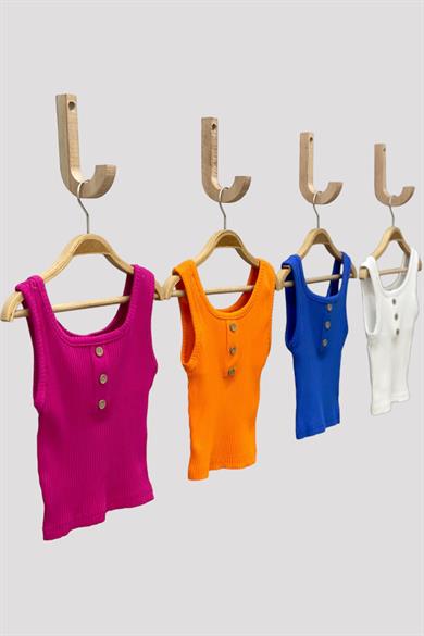 Cuties Kız Çocuk Düğmeli Askılı Crop 3750 Turuncu
