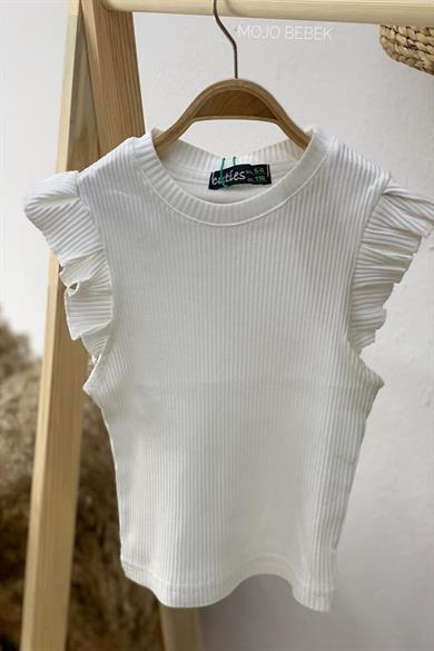 Cuties Kız Çocuk Fırfırlı Kaşkorse Kol Detaylı Bluz 3292 Krem