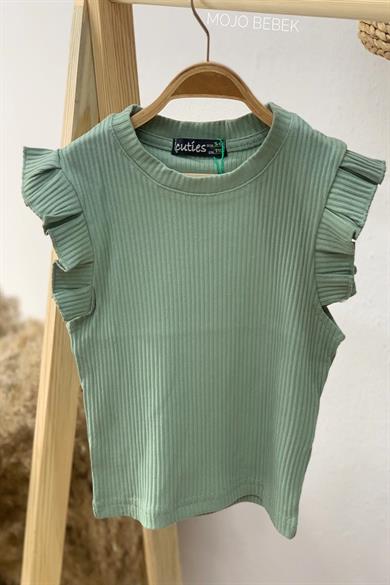 Cuties Kız Çocuk Fırfırlı Kaşkorse Kol Detaylı Bluz 3292 Mint
