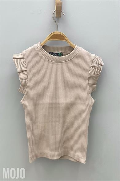 Cuties Kız Çocuk Fırfırlı Kaşkorse Kol Detaylı Bluz 3292 Taş Rengi