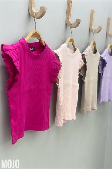 Cuties Kız Çocuk Fırfırlı Kaşkorse Kol Detaylı Bluz 3292 Fuşya