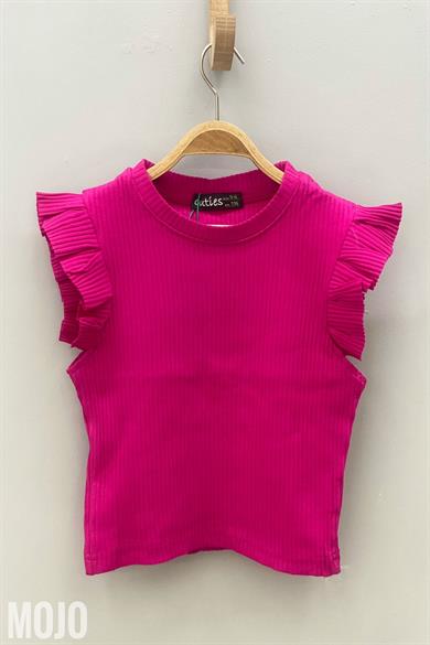 Cuties Kız Çocuk Fırfırlı Kaşkorse Kol Detaylı Bluz 3292 Fuşya