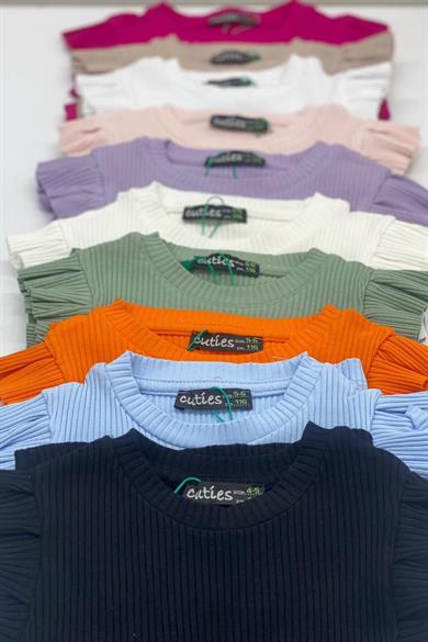 Cuties Kız Çocuk Fırfırlı Kaşkorse Kol Detaylı Bluz 3292 Kırmızı