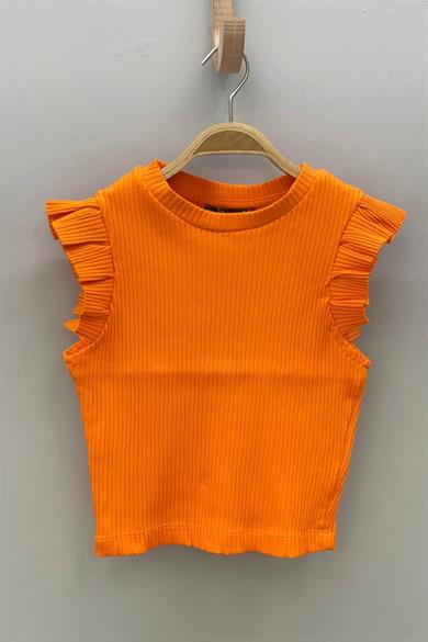 Cuties Kız Çocuk Fırfırlı Kaşkorse Kol Detaylı Bluz 3292 Turuncu