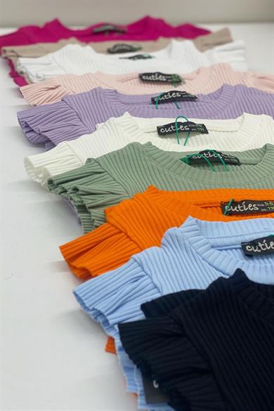 Cuties Kız Çocuk Fırfırlı Kaşkorse Kol Detaylı Bluz 3292 Turuncu