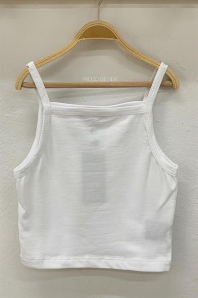 Cuties Kız Çocuk İp Askılı Kısa Crop 02075 Beyaz