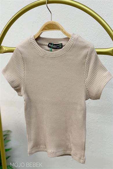 Cuties Kız Çocuk 5-14 Yaş Kaşkorse Kısa Kol Body 3130 Taş Rengi