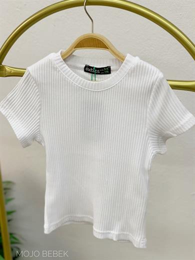 Cuties Kız Çocuk 5-14 Yaş Kaşkorse Kısa Kol Body 3130 Beyaz