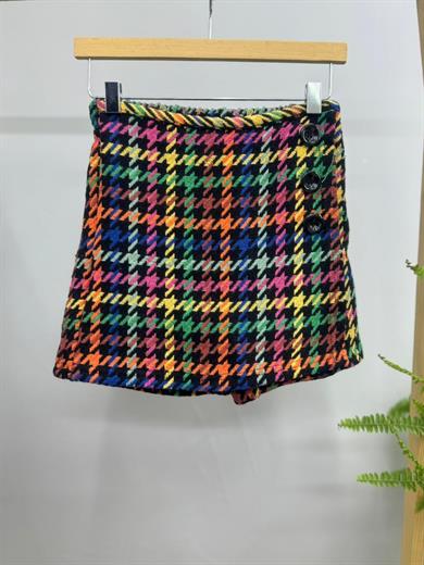 Cuties Kız Çocuk Şanel Kumaş Desenli Kışlık Şort 4174 Renkli