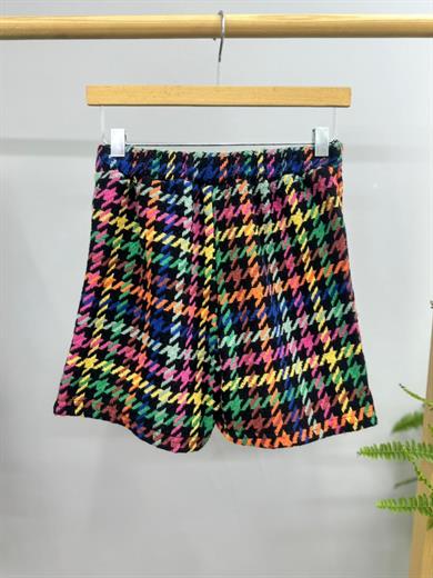 Cuties Kız Çocuk Şanel Kumaş Desenli Kışlık Şort 4174 Renkli