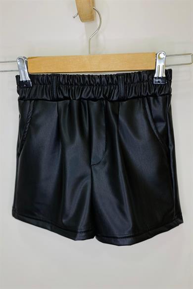 Cuties Kız Çocuk Şardonlu Deri Şort 3978 Siyah