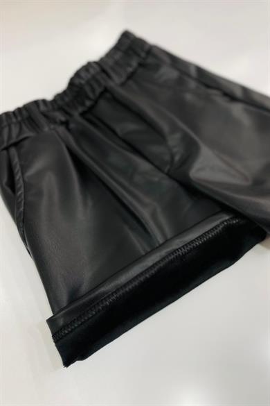 Cuties Kız Çocuk Şardonlu Deri Şort 3978 Siyah