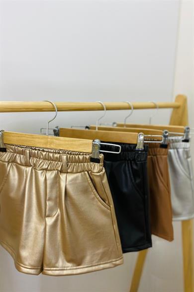 Cuties Kız Çocuk Şardonlu Deri Şort 3978 Siyah