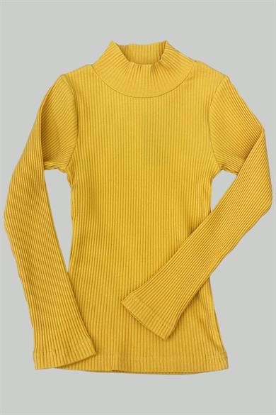 Cuties Kız Çocuk Yarım Balıkçı Yaka Boğazlı Body 3159 Hardal