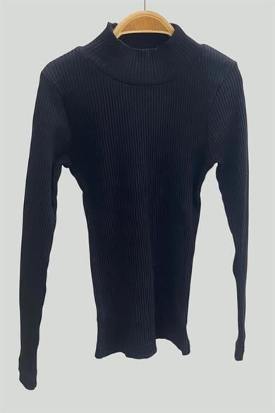Cuties Kız Çocuk Yarım Balıkçı Yaka Boğazlı Body 3159 Siyah
