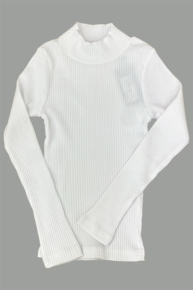 Cuties Kız Çocuk Yarım Balıkçı Yaka Boğazlı Body 3159 Beyaz