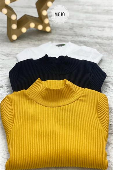 Cuties Kız Çocuk Yarım Balıkçı Yaka Boğazlı Body 3159 Hardal