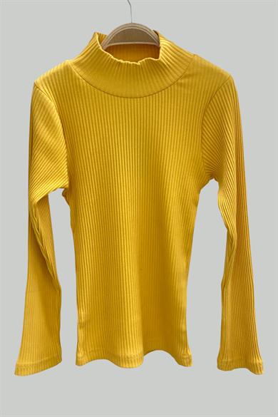 Cuties Kız Çocuk Yarım Balıkçı Yaka Boğazlı Body 3159 Hardal