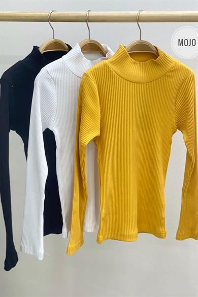 Cuties Kız Çocuk Yarım Balıkçı Yaka Boğazlı Body 3159 Hardal