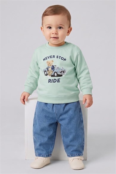 Dmb Erkek Bebek 1-3 Yaş  Mevsimlik Sweat- Jean Takım Mint