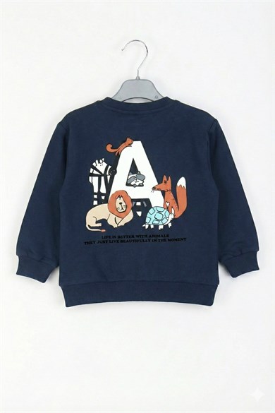 Dmb Erkek Çocuk 1-7 Yaş Animal Baskılı Mevsimlik Sweatshirt Lacivert