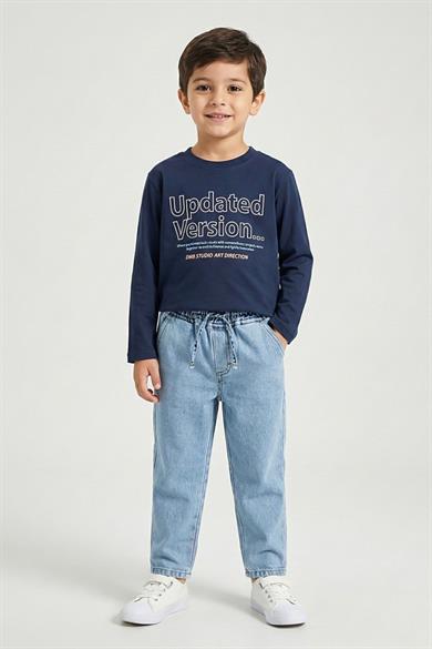 Dmb Erkek Çocuk 4-9 Yaş Baskılı İnce Uzun Kol T-shirt İndigo