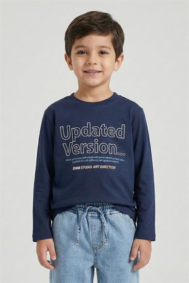 Dmb Erkek Çocuk 4-9 Yaş Baskılı İnce Uzun Kol T-shirt İndigo