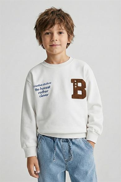 Dmb Erkek Çocuk 4-9 Yaş İşlemeli Mevsimlik Sweatshirt Ekru