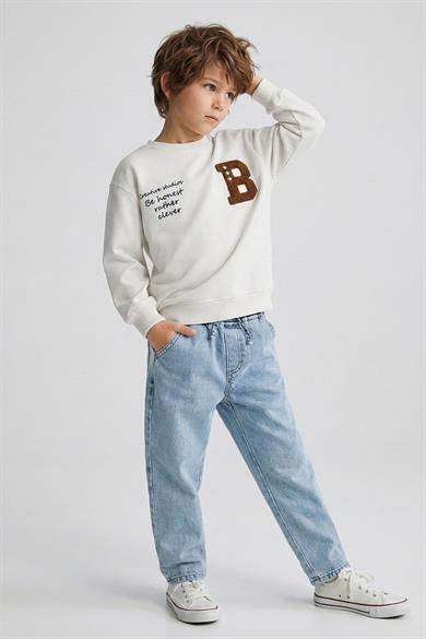 Dmb Erkek Çocuk 4-9 Yaş İşlemeli Mevsimlik Sweatshirt Ekru