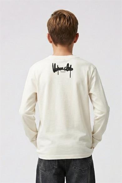 Dmb Erkek Çocuk 9-14 Baskılı İnce Uzun Kol T-shirt Krem