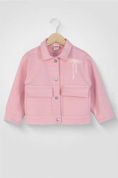 Dmb Kız Çocuk 4-9 Yaş Fiyonk İşlemeli Renkl Denim Ceket Pembe