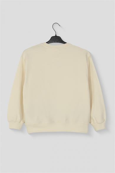 DMB Kız Çocuk 9-14 Yaş Kurdela Detaylı Sweatshirt Krem