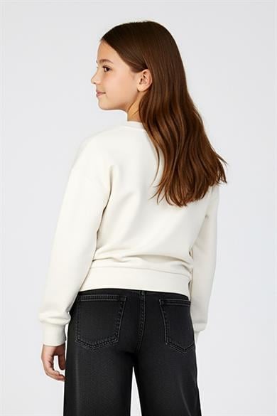 Dmb Kız Çocuk 9-14 Yaş Nakış İşlemeli Sweatshirt Ekru