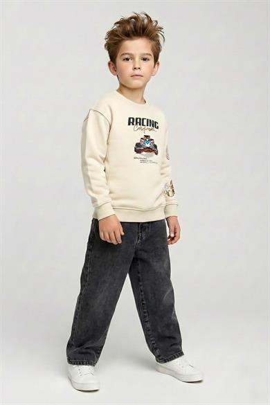 Dmb Unisex 2-7 Bol Kalıp Yazlık Yumuşak Denim Pantolon Füme