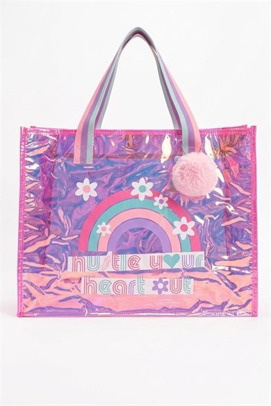 Dream Vest Kız Çocuk Hologram Desenli Plaj Çantası Pembe