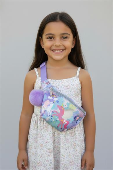 Dream Vest Kız Çocuk Unicorn Desenli Bel Çantası Mor
