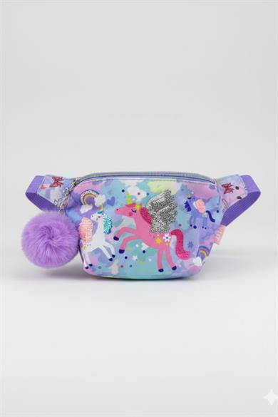 Dream Vest Kız Çocuk Unicorn Desenli Bel Çantası Mor