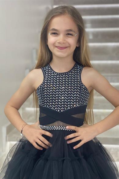 Erkut Abiye Aynalı Önü Kısa Arkası Uzun Abiye Elbise 584 Siyah