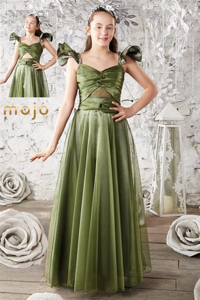 Erkut Abiye Düşük Kol Tafta Kumaş Uzun Abiye Elbise 643 Yeşil